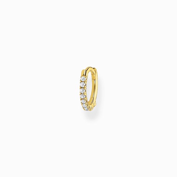 Single Hoop Earring White Stones - Gold Harmony Jewellers Grimsby, ON