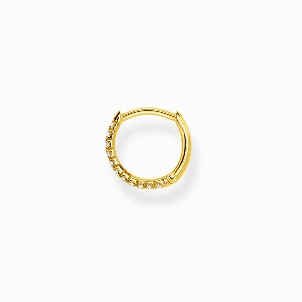 Single Hoop Earring White Stones - Gold Image 2 Harmony Jewellers Grimsby, ON
