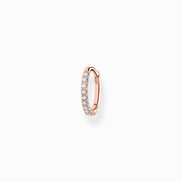 Single Hoop Earring White Stones - Rose Gold Harmony Jewellers Grimsby, ON
