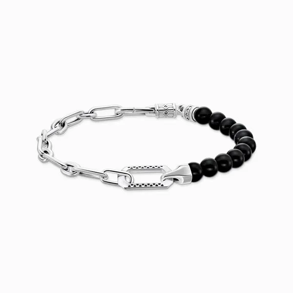 Thomas Sabo Sterling Silver Black Onyx Bead and Chain Link Bracelet Harmony Jewellers Grimsby, ON