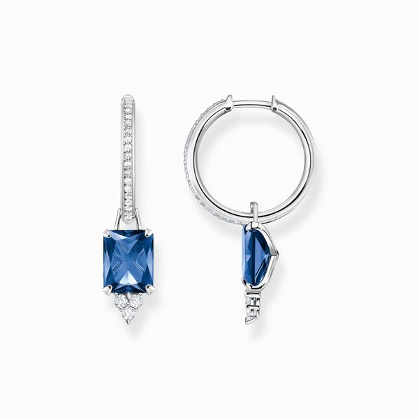 Thomas Sabo Sterling Silver Blue and White Stone Hoop Earrings Harmony Jewellers Grimsby, ON