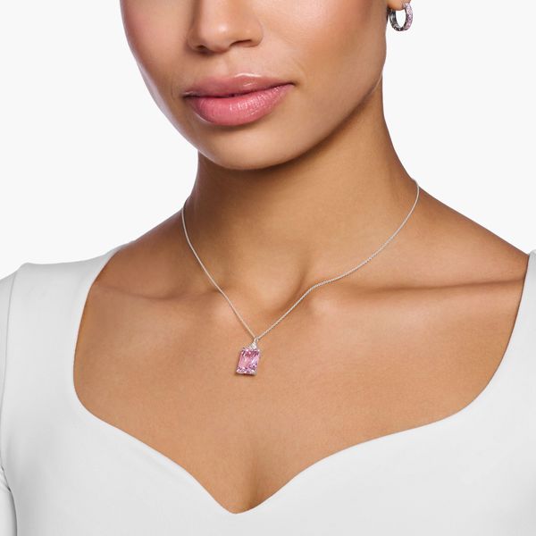 Thomas Sabo Sterling Silver Pink CZ Necklace Image 2 Harmony Jewellers Grimsby, ON