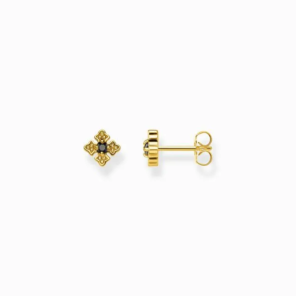 Thomas Sabo Sterling Silver Gold Plated Black CZ Stud Earrings Harmony Jewellers Grimsby, ON