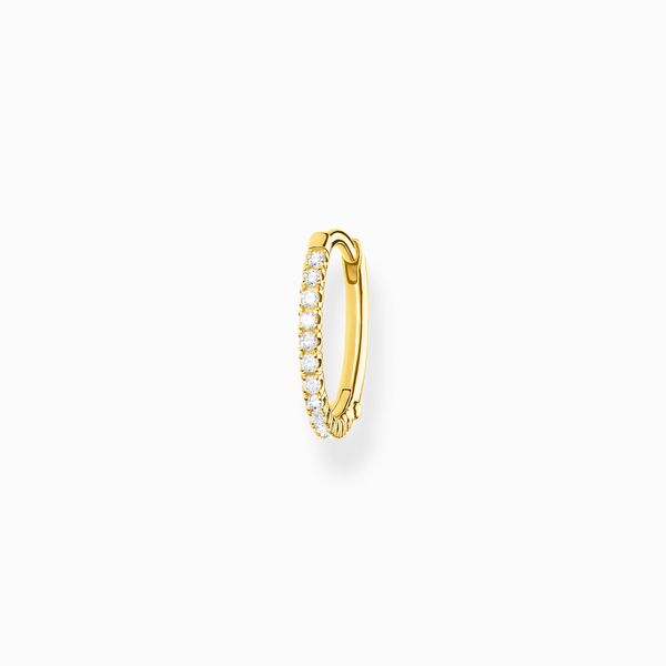 Single Hoop Earring White Stones - Gold Plated Harmony Jewellers Grimsby, ON