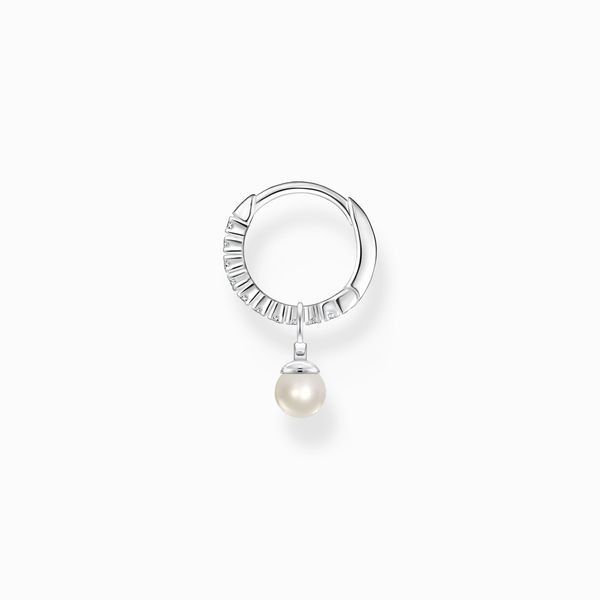Thomas Sabo Single Hoop Earring with Pearl Pendant, Silver Image 2 Harmony Jewellers Grimsby, ON