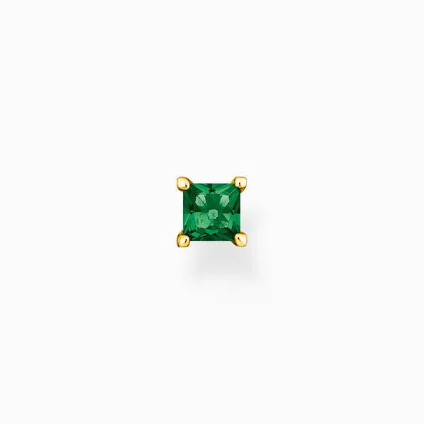 Thomas Sabo Sterling Silver Gold Plated Green Stone Single Stud Earring Harmony Jewellers Grimsby, ON