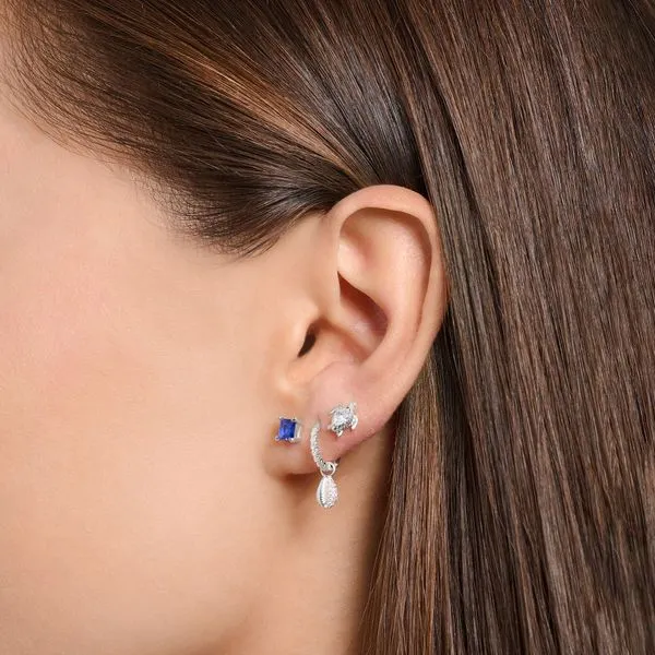 Thomas Sabo Single Ear Stud with Blue Stone - Silver Image 3 Harmony Jewellers Grimsby, ON