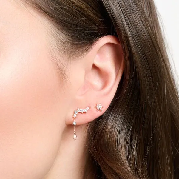 Thomas Sabo Sterling Silver Rose Gold Plated CZ Ear Climbers Image 2 Harmony Jewellers Grimsby, ON