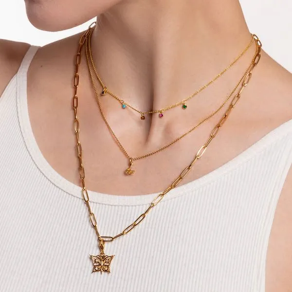 Thomas Sabo Sterling Silver Gold Plated Colourful Stones Necklace Image 2 Harmony Jewellers Grimsby, ON