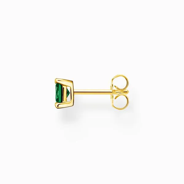 Thomas Sabo Sterling Silver Gold Plated Green Stone Single Stud Earring Image 2 Harmony Jewellers Grimsby, ON
