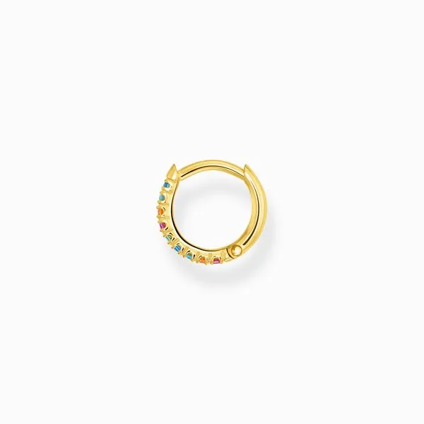 Thomas Sabo Sterling Silver Gold Plated Colourful Stones Single Hoop Earring Image 2 Harmony Jewellers Grimsby, ON