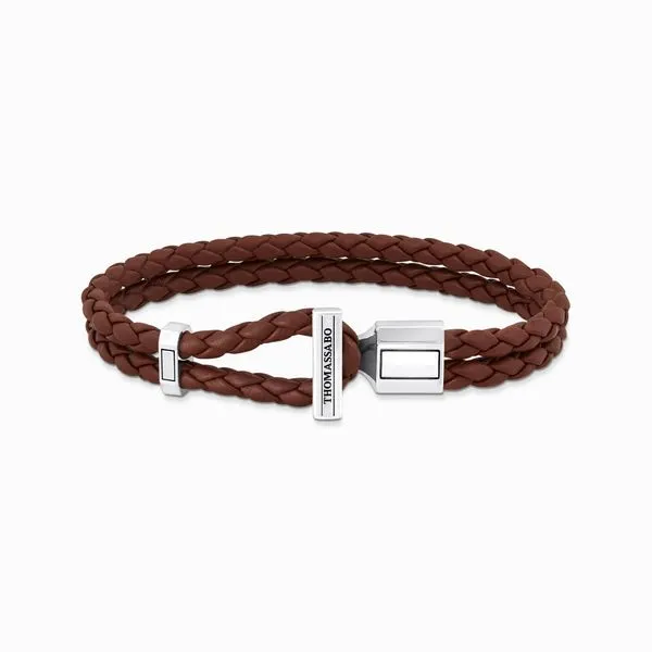 Thomas Sabo Sterling Silver Double Braided Brown Leather Bracelet Harmony Jewellers Grimsby, ON