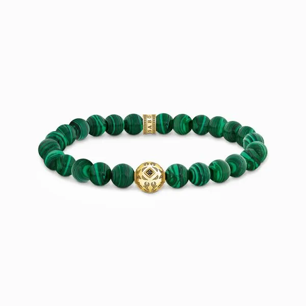 Thomas Sabo Sterling Silver Gold Plated Green Malachite Bead Bracelet Harmony Jewellers Grimsby, ON