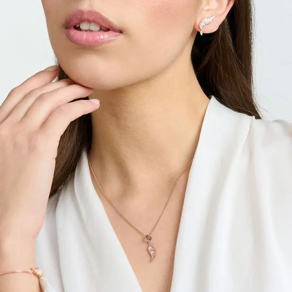 Thomas Sabo Sterling Silver Rose Gold Plated Pink Stone Phoenix Wing Necklace Image 3 Harmony Jewellers Grimsby, ON