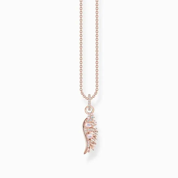 Thomas Sabo Sterling Silver Rose Gold Plated Pink Stone Phoenix Wing Necklace Harmony Jewellers Grimsby, ON