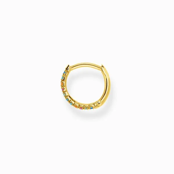 Thomas Sabo Sterling Silver Gold Plated Colourful Stones Single Hoop Earring Image 2 Harmony Jewellers Grimsby, ON