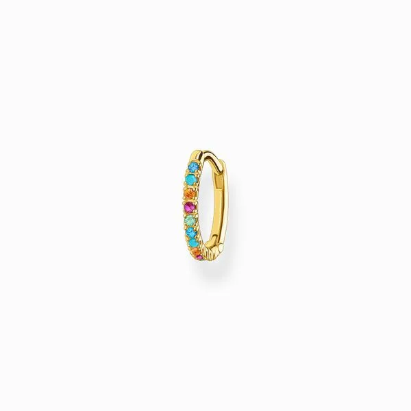 Thomas Sabo Sterling Silver Gold Plated Colourful Stones Single Hoop Earring Harmony Jewellers Grimsby, ON