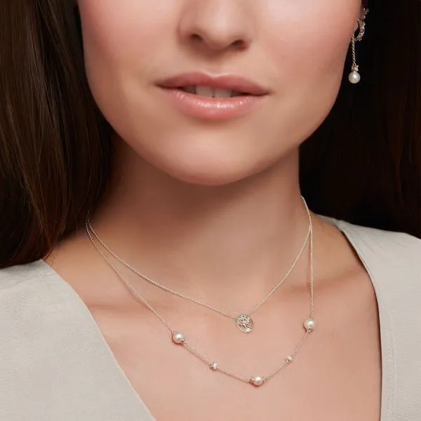 Thomas Sabo Necklace Pearls with White Stones - Silver Image 2 Harmony Jewellers Grimsby, ON