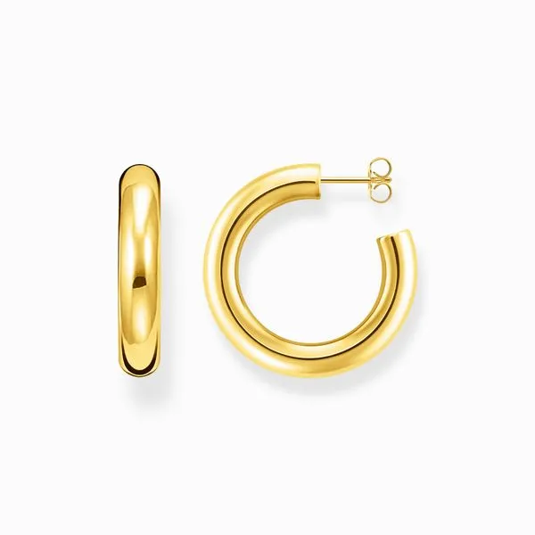 Thomas Sabo Sterling Silver Gold-plated Medium Chunky Hoop Earrings Harmony Jewellers Grimsby, ON