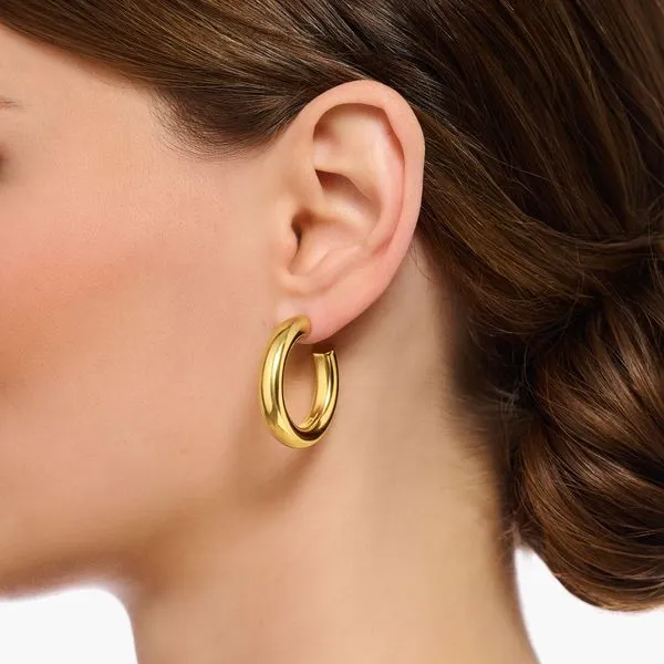 Thomas Sabo Sterling Silver Gold-plated Medium Chunky Hoop Earrings Image 2 Harmony Jewellers Grimsby, ON