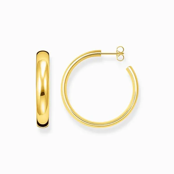 Thomas Sabo Sterling Silver Gold-plated Medium Chunky Hoop Earrings Harmony Jewellers Grimsby, ON