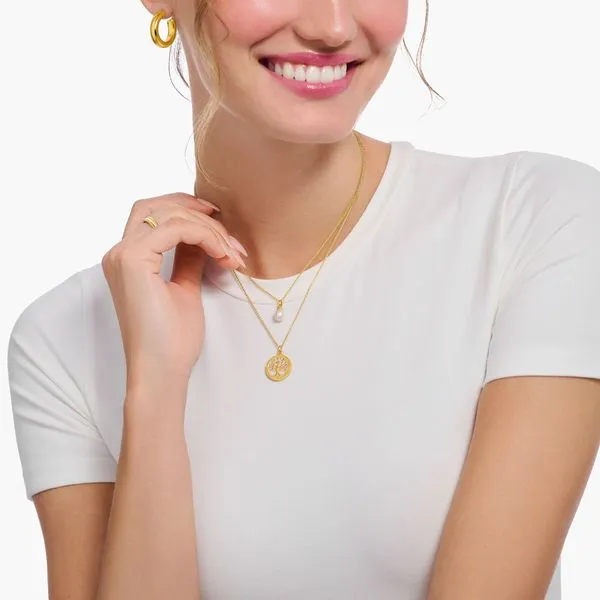 Thomas Sabo Sterling Silver Gold Plated Pearl Necklace Image 2 Harmony Jewellers Grimsby, ON