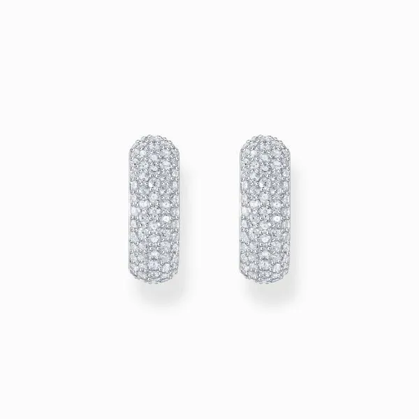 Thomas Sabo Silver Small, Wide Hoop Earrings With White Zirconia Image 2 Harmony Jewellers Grimsby, ON