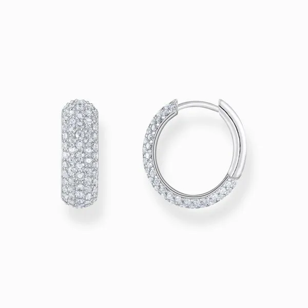 Thomas Sabo Silver Small, Wide Hoop Earrings With White Zirconia Harmony Jewellers Grimsby, ON