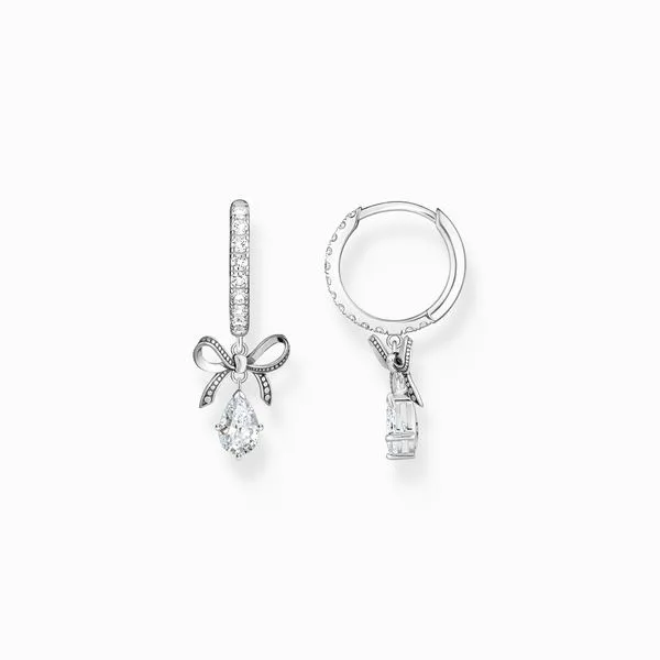 Thomas Sabo Sterling Silver Hoop Earrings With Bow Pendant And White Zirconia Harmony Jewellers Grimsby, ON