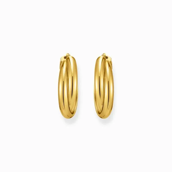 Thomas Sabo Big Gold-Plated Hoop Earrings Intertwined Design Image 2 Harmony Jewellers Grimsby, ON