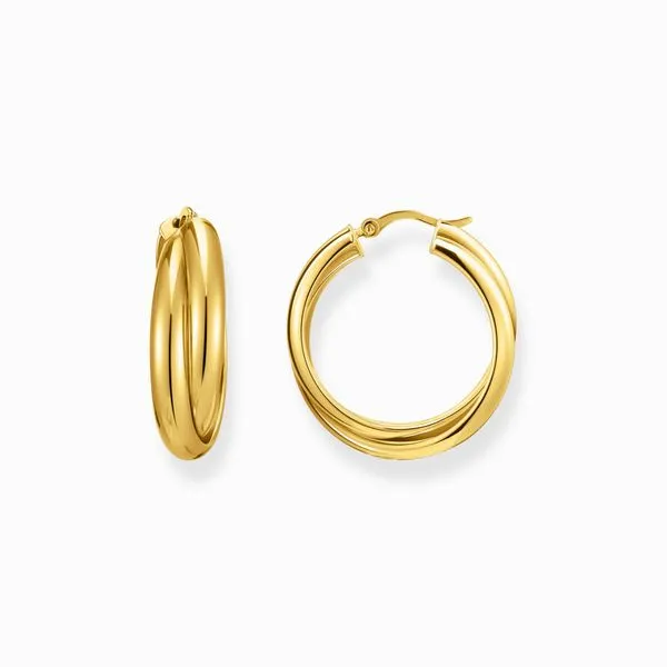 Thomas Sabo Big Gold-Plated Hoop Earrings Intertwined Design Harmony Jewellers Grimsby, ON