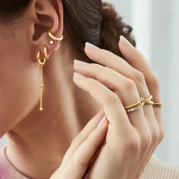 Thomas Sabo Sterling Silver Gold Plated Single Hoop Earring Image 3 Harmony Jewellers Grimsby, ON