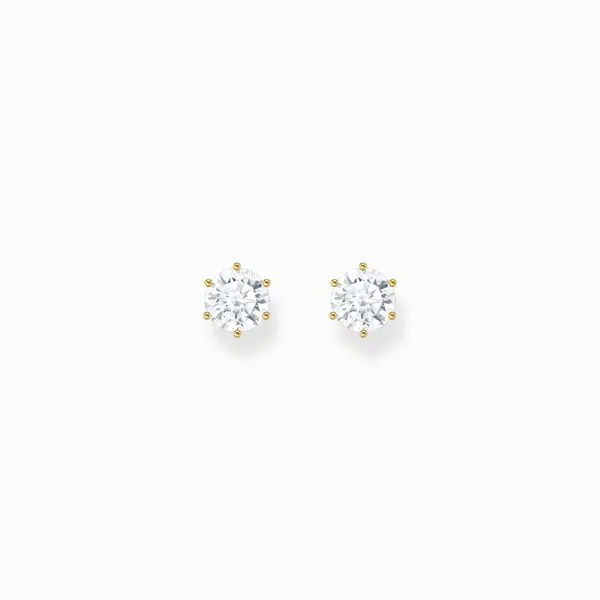 Thomas Sabo Gold-Plated Ear Studs With Big, White Zirconia Image 2 Harmony Jewellers Grimsby, ON