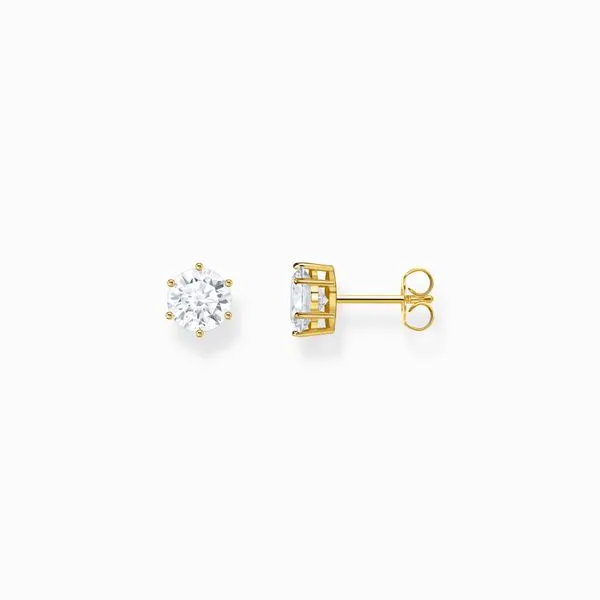 Thomas Sabo Gold-Plated Ear Studs With Big, White Zirconia Harmony Jewellers Grimsby, ON