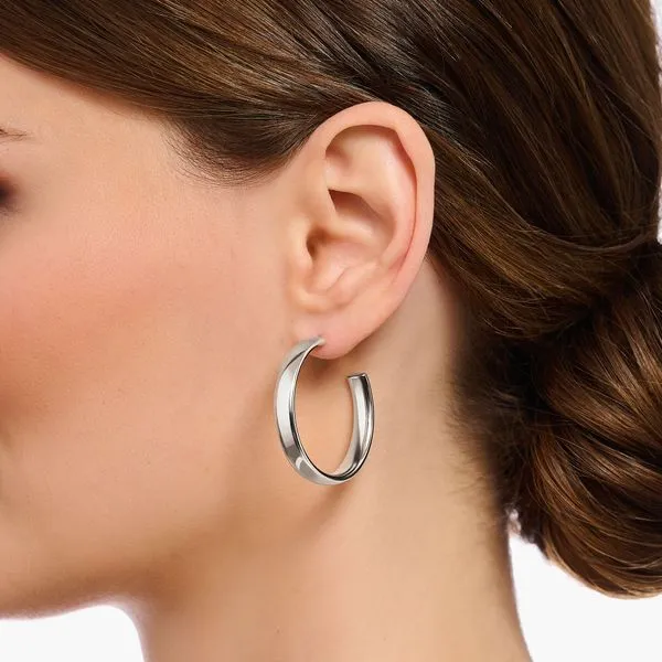 Thomas Sabo Sterling Silver Medium Chunky Hoop Earrings Image 2 Harmony Jewellers Grimsby, ON