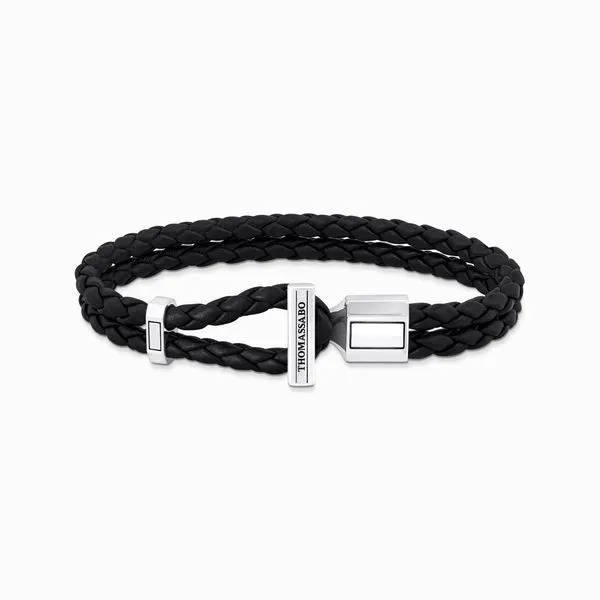 Thomas Sabo Silver Double Bracelet With Braided Black Leather Harmony Jewellers Grimsby, ON