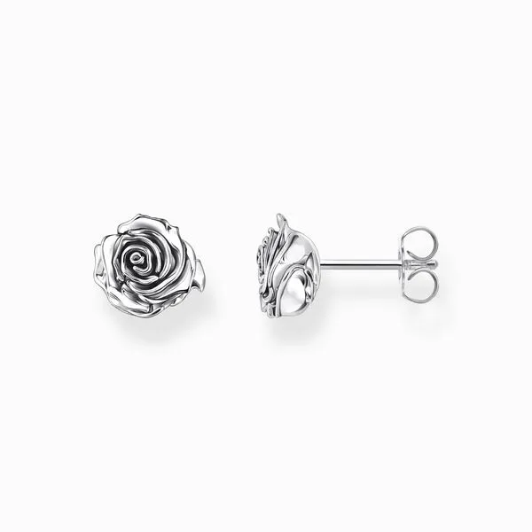 Silver Midnight Rose Ear Studs Harmony Jewellers Grimsby, ON