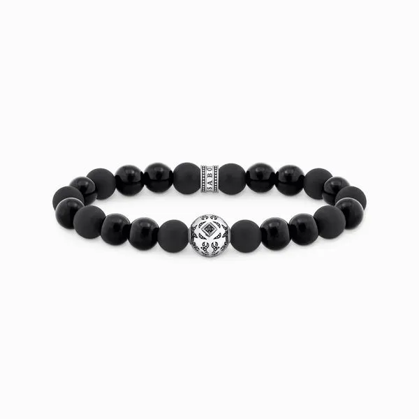 Thomas Sabo Sterling Silver Blackened Obsidian Bead Bracelet Harmony Jewellers Grimsby, ON