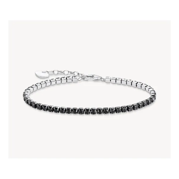 Thomas Sabo Silver Black Zirconia Tennis Bracelet - 16