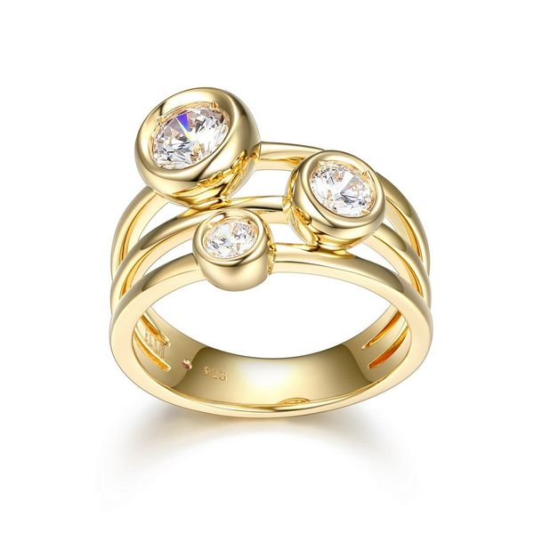 Sterling Silver Gold Plated 3 Stone CZ Ring Harmony Jewellers Grimsby, ON