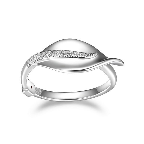 Sterling Silver Rhodium Plated Leaf CZ Ring Harmony Jewellers Grimsby, ON
