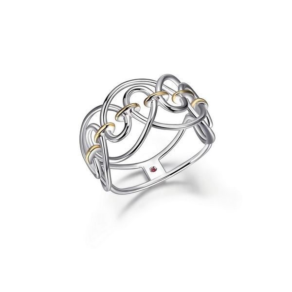 Sterling Silver Rhodium and Gold Plated Infinity Link Ring Harmony Jewellers Grimsby, ON