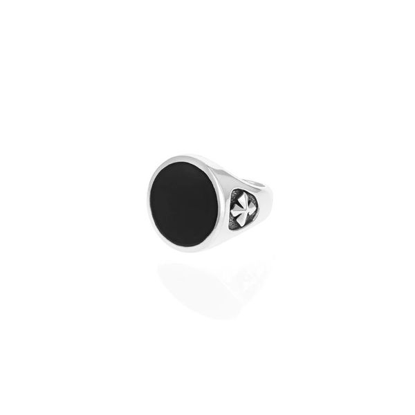 King Baby - Round Onyx Signet Ring w/ MB Cross Detail Harmony Jewellers Grimsby, ON