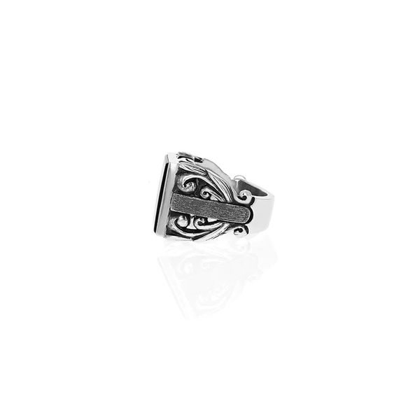 King Baby - Statement Scroll Ring w/ Square Inset Onyx Image 2 Harmony Jewellers Grimsby, ON