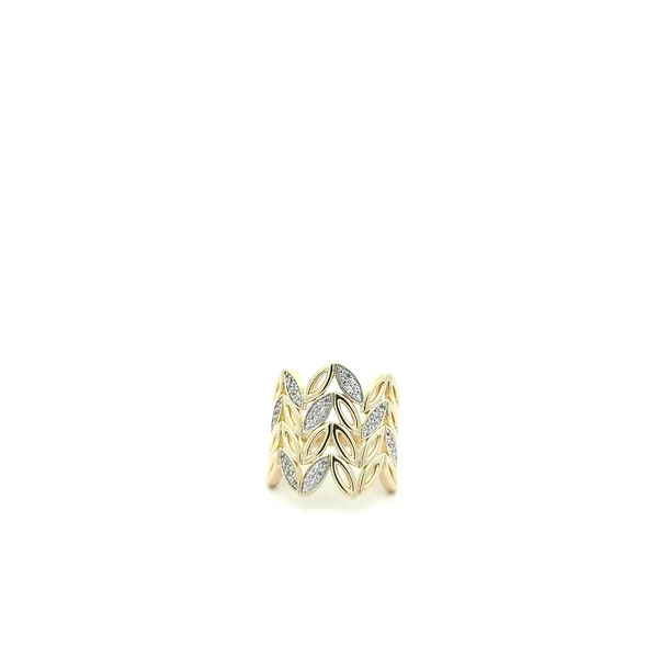 Breuning Sterling Silver Gold Plated CZ Leafy Ring Harmony Jewellers Grimsby, ON