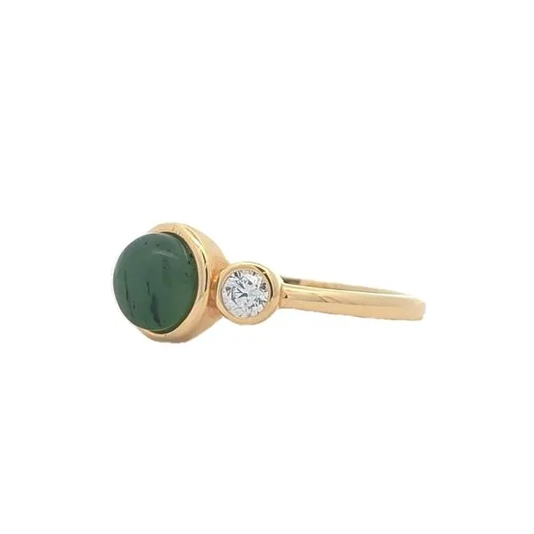 Regin Sterling Silver Gold Plated Green Nephrite and CZ Ring Image 2 Harmony Jewellers Grimsby, ON