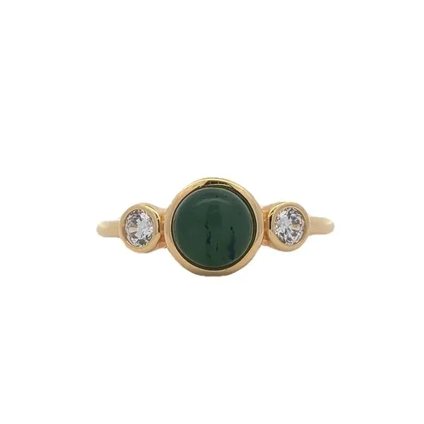 Regin Sterling Silver Gold Plated Green Nephrite and CZ Ring Harmony Jewellers Grimsby, ON