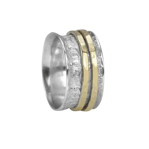 Sterling Silver and Yellow Gold Vermeil Aura Meditation Spinner Ring Harmony Jewellers Grimsby, ON