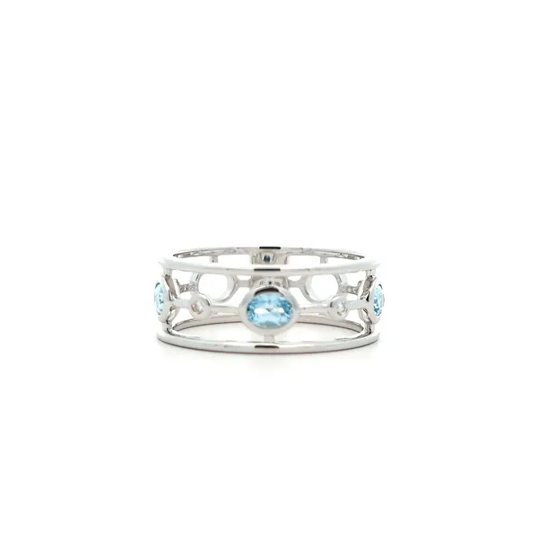 Sterling Silver Rhodium Plated Ring With Blue Topaz And Cubic Zirconia Harmony Jewellers Grimsby, ON