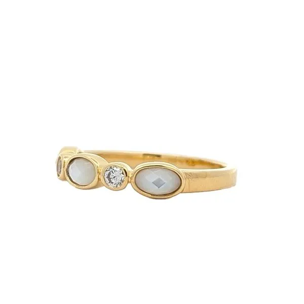 Reign Gold Plated Mother Of Pearl And Cubic Zirconia Ring Image 2 Harmony Jewellers Grimsby, ON